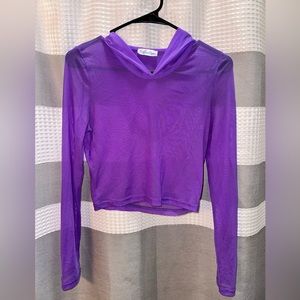IHeartRaves purple hooded mesh crop top